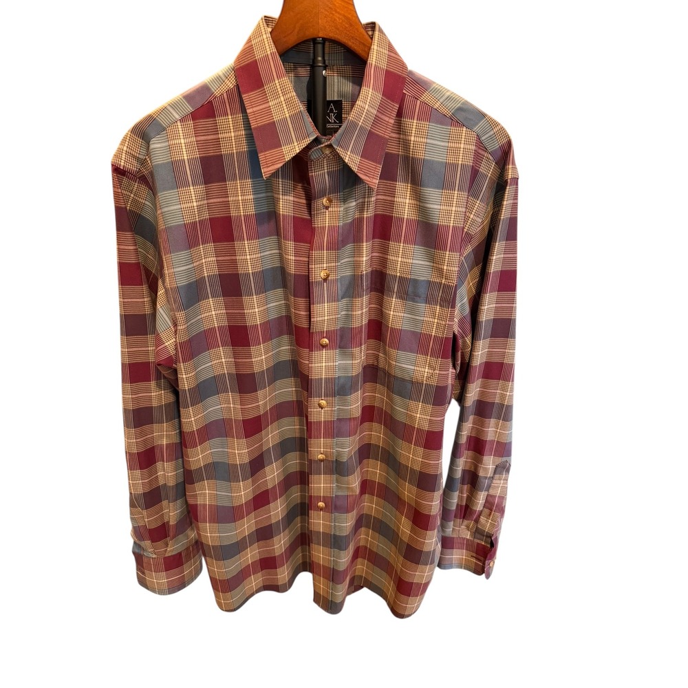 Jos A Bank Traveler Collection Plaid Button Down Shirt Mens L Long Sleeve Cotton